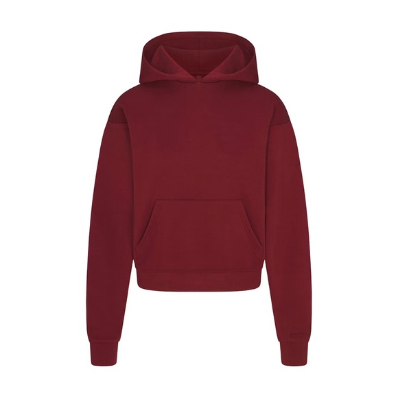 SKIMS Cotton Fleece Classic Zip Up Hoodie in Merlot Size Large Relaxed Fit NWT - Picture 5 of 15